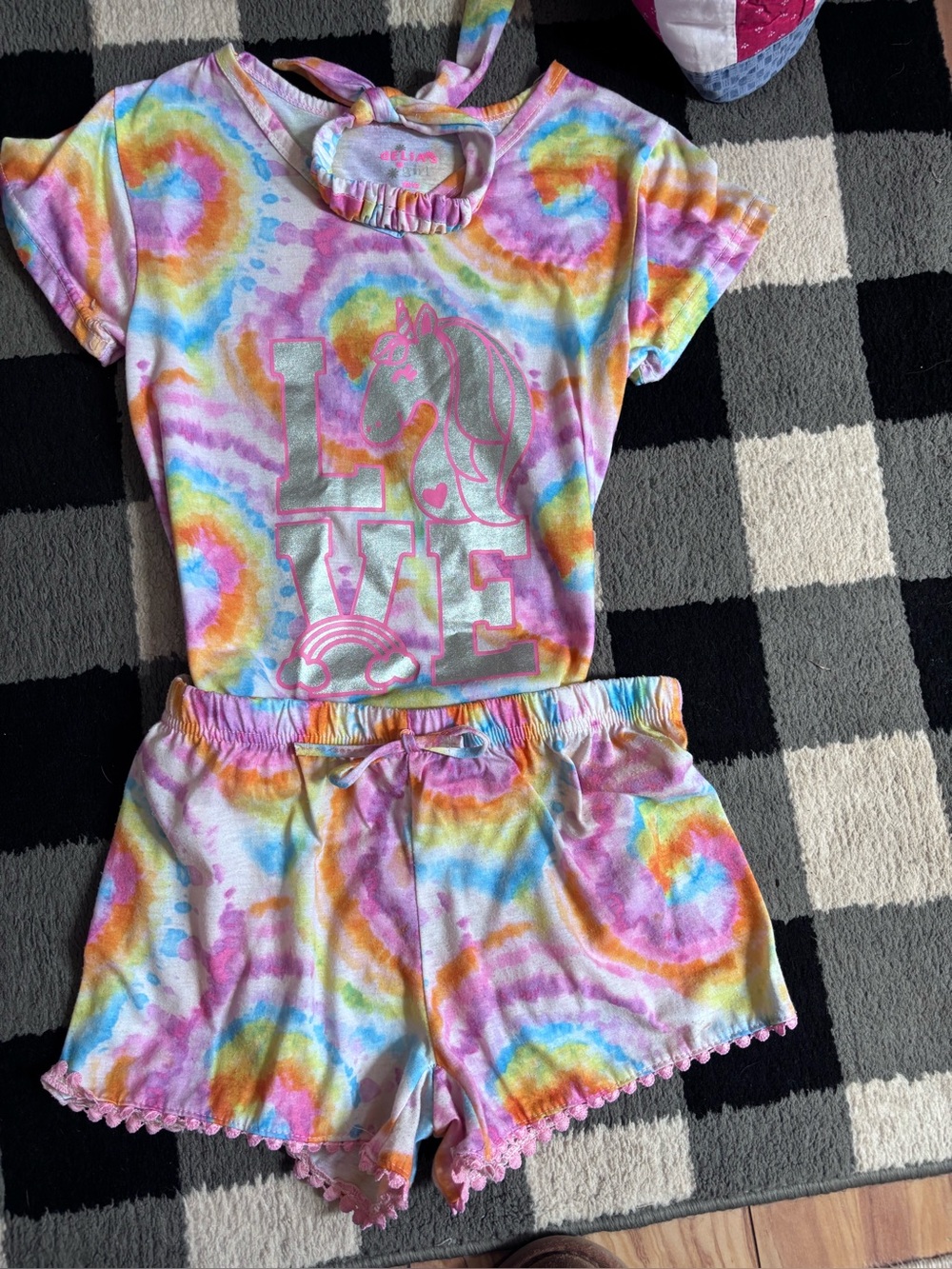 Bundle of 2 Pajama short sets with matching Headbands